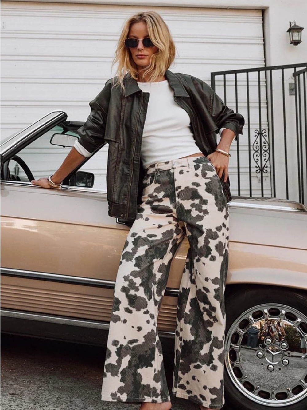 Midland Cowhide Pants in Cream & Black